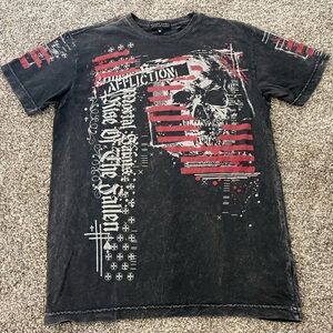 Men’s Affliction Black Label Y2K Studded Distressed T-Shirt Size M
